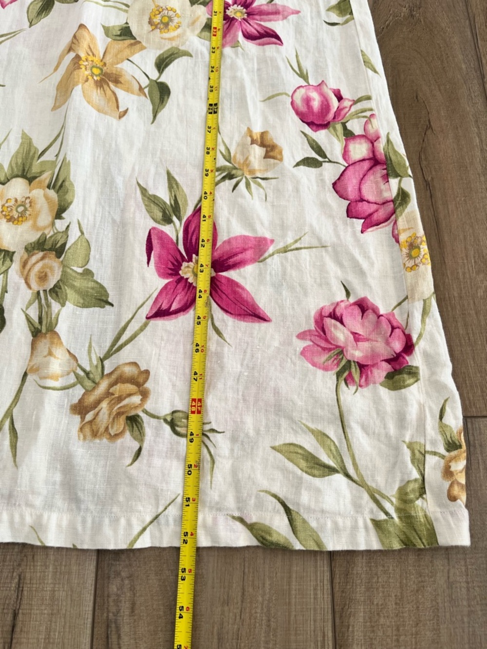 Hot Cotton 100% Linen Floral Sleeveless Maxi Dress Pink Multi Cottagecore S - Picture 11 of 11